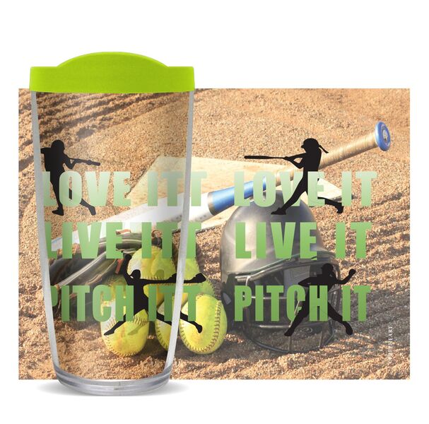 28oz Sport Tumbler - Love It Pitch It Softball w/ Gray Lid ST-11279