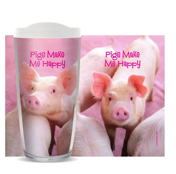 24oz Flareside Tumbler - Pigs Make Me Happy w/ Black Lid 24F-11284