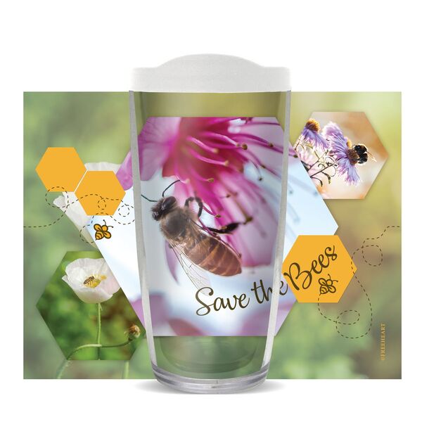 28oz Mega Tumbler - Save the Bees w/ Clear Lid H2-11285