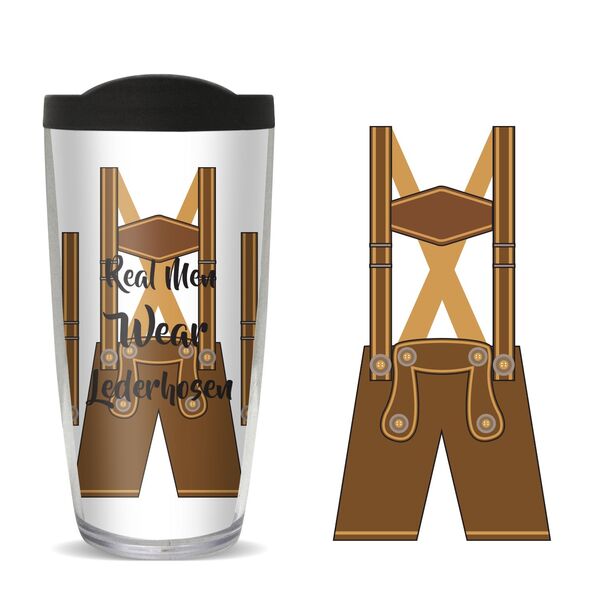 22oz Tumbler - Real Men Wear Lederhosen w/ Black Lid 08-11289