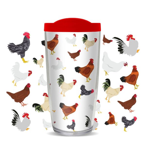 28oz Mega Tumbler - Chicken Pattern w/ Black Lid H2-11294