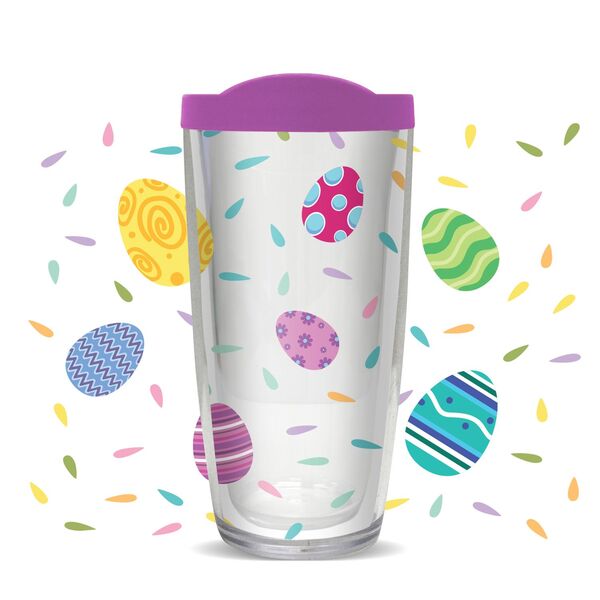 16oz Short Tumbler - Colorful Easter Eggs without lid 01-11306