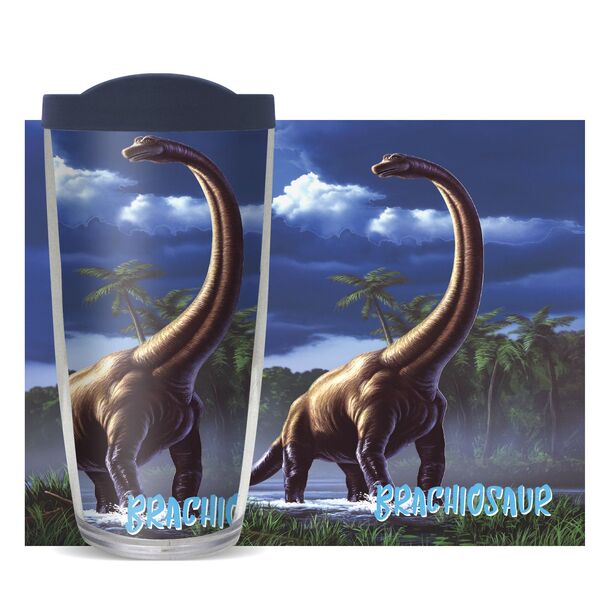 16oz Short Tumbler - Brachiosaur - Panoramic without lid 01-11316