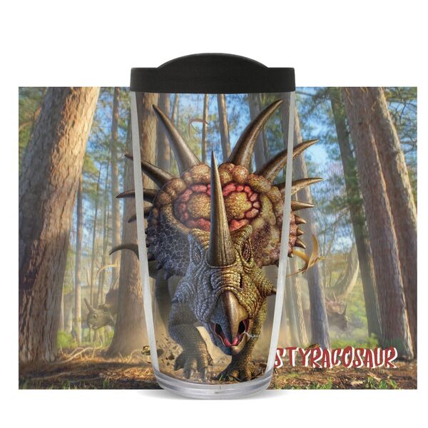 16oz Short Tumbler - Styracosaur in Trees without lid 01-11320