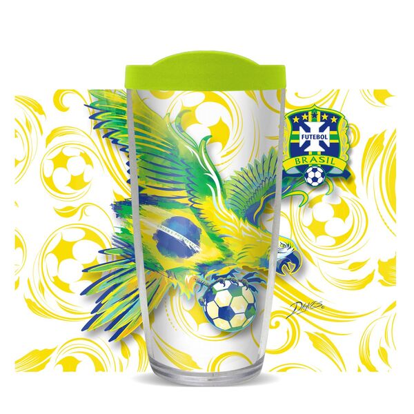 22oz Tumbler - Brazil White w/ Lime Green Lid 08-11326