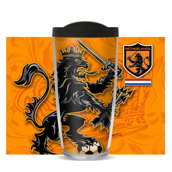 18oz Handle Mug - Netherlands Orange w/ Black Lid 06-11339