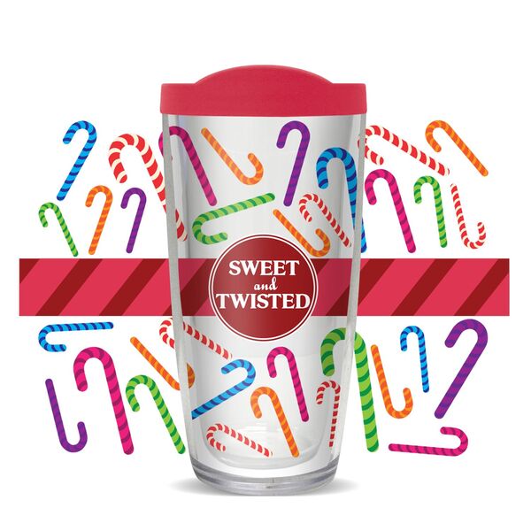 16oz Tumbler - Sweet But Twisted - Christmas w/ Pink Lid 02-11347