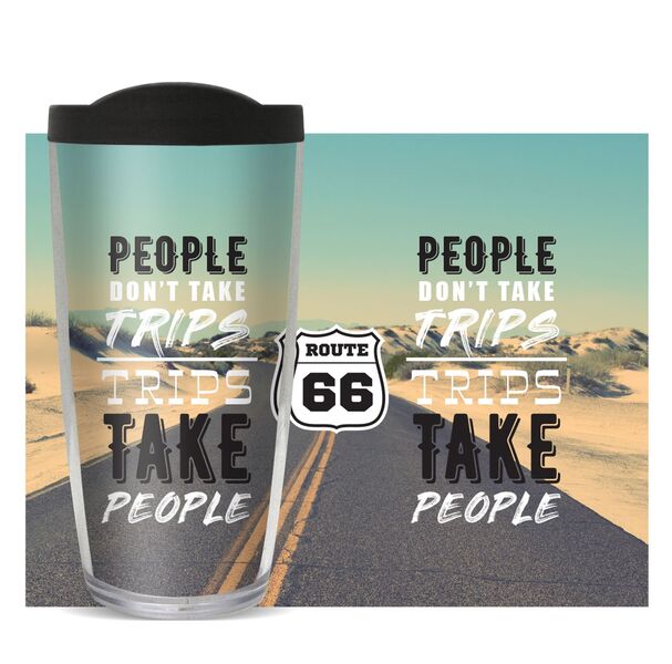 22oz Tumbler - Route 66 Trips Take People w/ Black Lid 08-11385