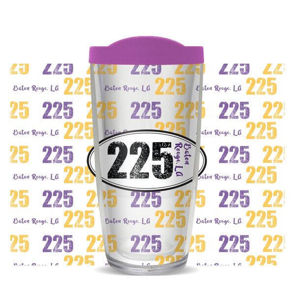 22oz Tumbler - 225 - Baton Rouge, LA w/ Purple Lid 08-11425