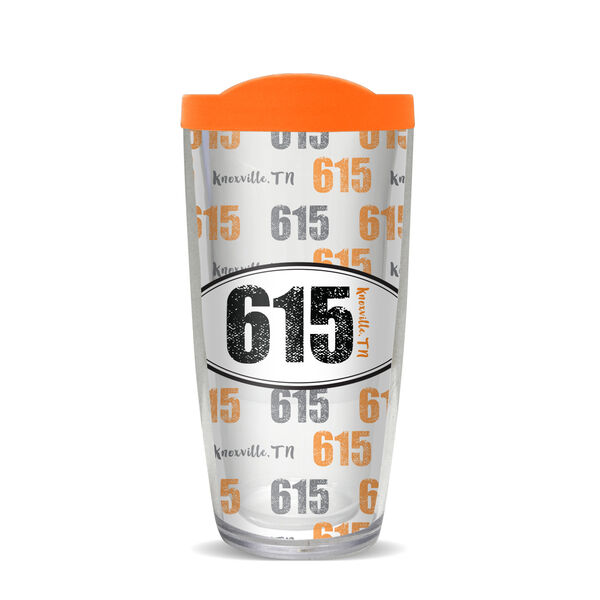 28oz Mega Tumbler - 615 - Knoxville, TN (Orange & White) w/ Orange Lid H2-11434