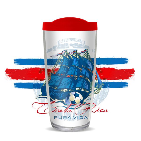 22oz Tumbler - Costa Rica White w/ Red Lid 08-11456