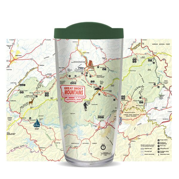 22oz Tumbler - Smoky Mountains Park Map w/ Clear Lid 08-11465