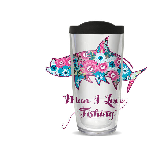 16oz Short Tumbler - Man I Love Fishing without lid 01-11494