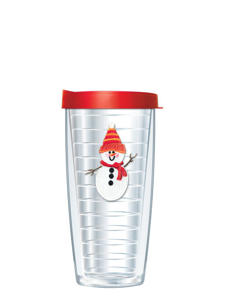 22oz Tumbler - Snowfriends-Orange & Red Hat Patch w/ Red Lid 08-115