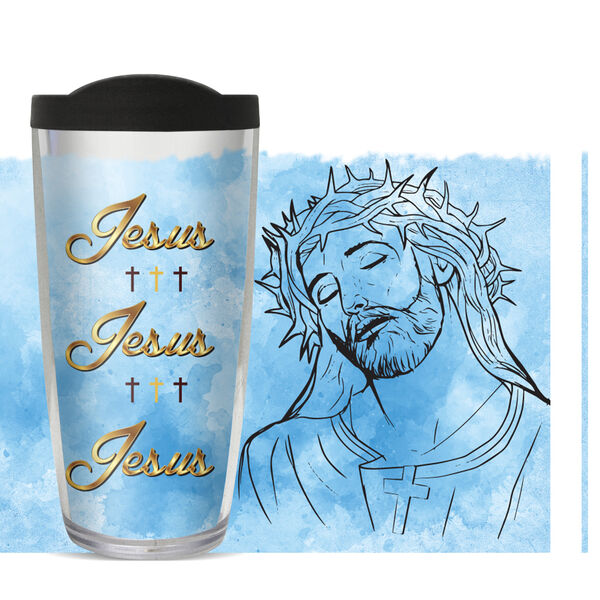 28oz Mega Tumbler - Jesus Image w/ Black Lid H2-11519