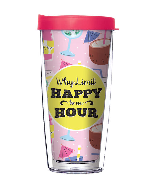 24oz Flareside Tumbler - Why Limit Happy to an Hour w/ Black Lid 24F-11522