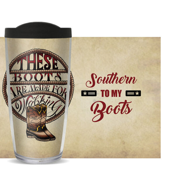 18oz Handle Mug - These Boots Are Made for Walking w/ Black Lid 06-11525