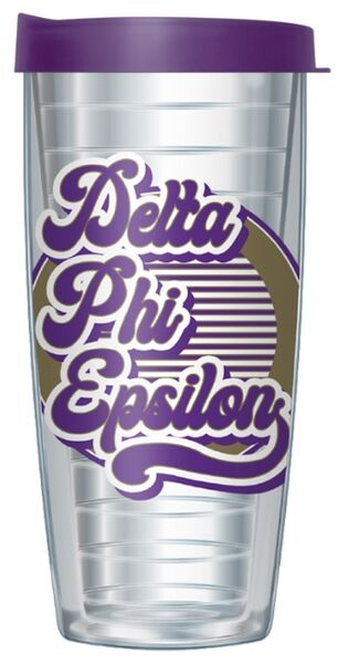 16oz Tumbler - Delta Phi Epsilon w/ Purple Lid 02-11552