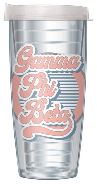 16oz Tumbler - Gamma Phi Beta w/ Clear Lid 02-11554