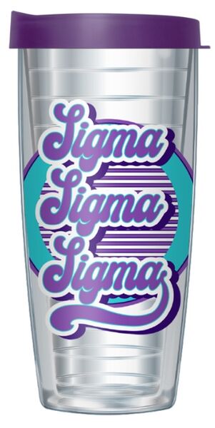 16oz Tumbler - Sigma Sigma Sigma w/ Purple Lid 02-11564