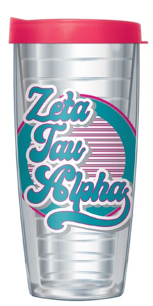 22oz Tumbler - Zeta Tau Alpha w/ Pink Lid 08-11566