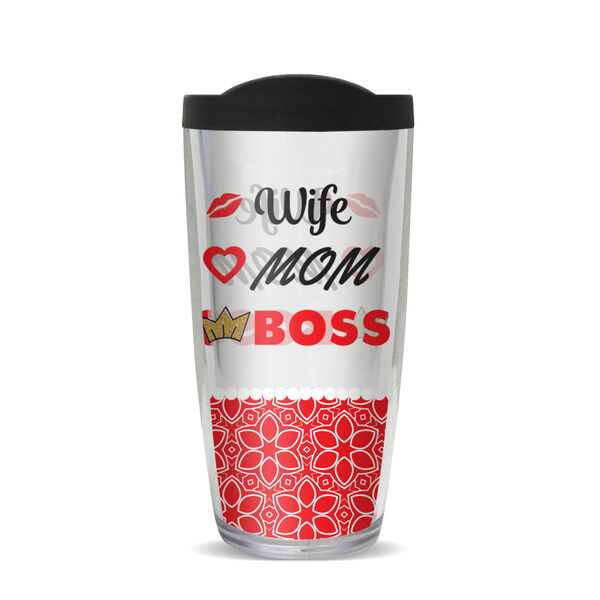 28oz Mega Tumbler - Wife, Mom, Boss w/ Black Lid H2-11622