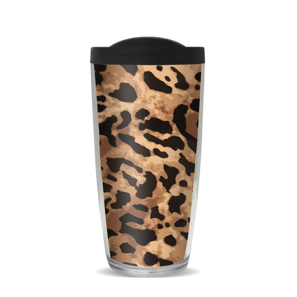 28oz Mega Tumbler - Leopard Pattern w/ Black Lid H2-11625