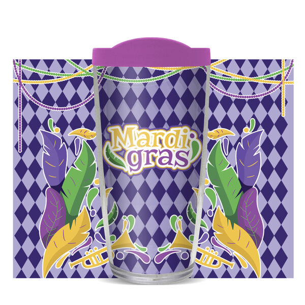 18oz Handle Mug - Mardi Gras w/ Black Lid 06-11628