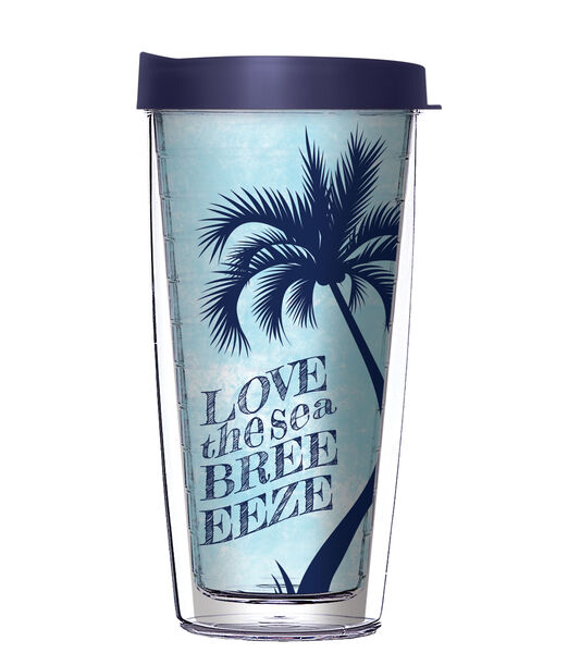 16oz Tumbler - Love the Sea Breeeeeeeze w/ Navy Lid 02-11637