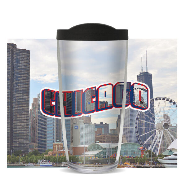 22oz Tumbler - Chicago Skyline 3 w/ Black Lid 08-11646