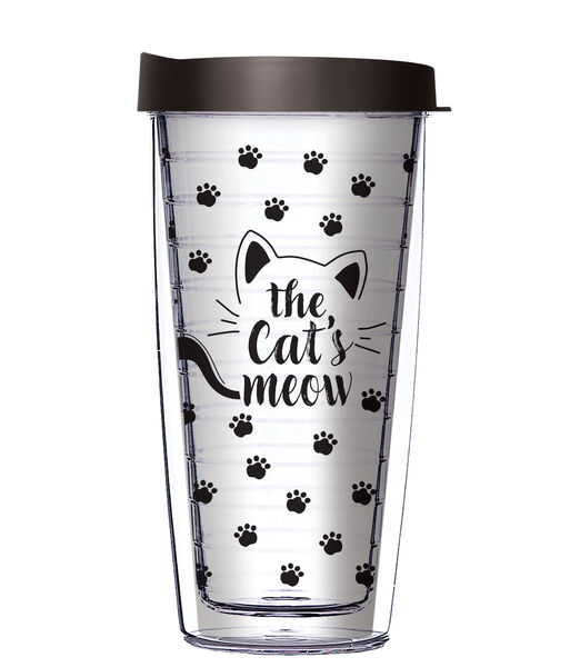 16oz Tumbler - The Cat's Meow w/ Black Lid 02-11649