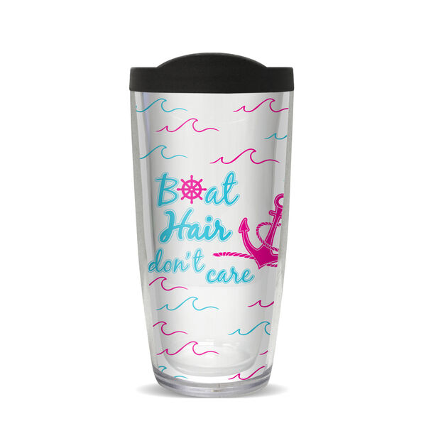 16oz Tumbler - Boat Hair Don't Care w/ Black Lid 02-11650