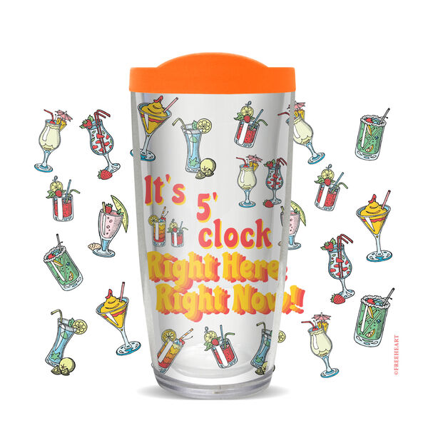 28oz Mega Tumbler - It's 5 O'clock Right Here Right Now w/ Orange Lid H2-11653