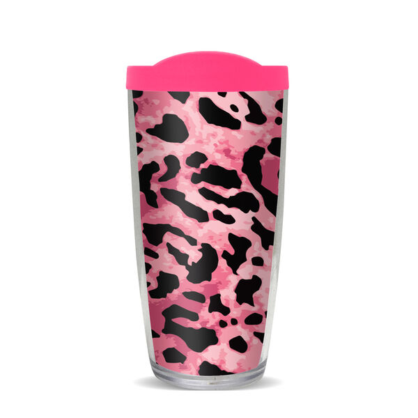 16oz Short Tumbler - Leopard Pattern Pink without lid 01-11654