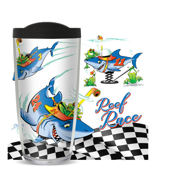 16oz Tumbler - Reef Race w/ Black Lid 02-11660