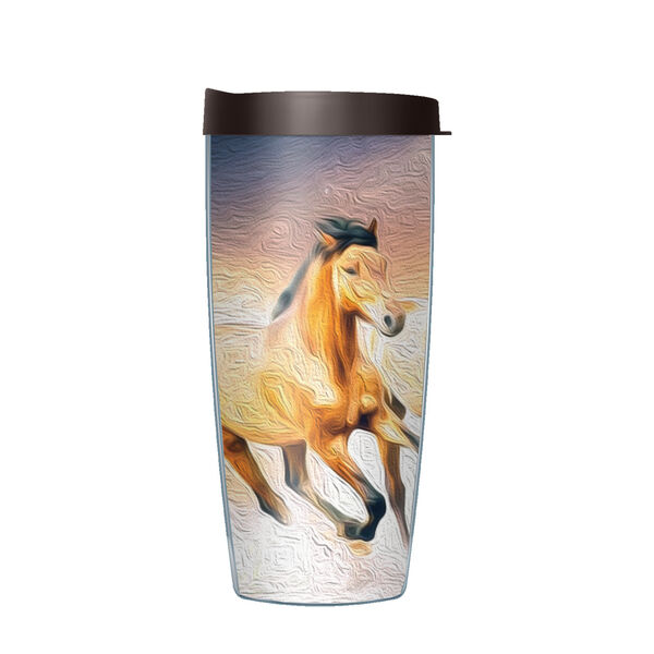 22oz Tumbler - Artsy Horses without lid 08-11688