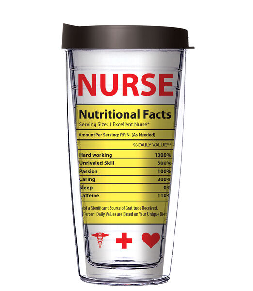 28oz Mega Tumbler - Nurse Nutrition Facts w/ Black Lid H2-11725