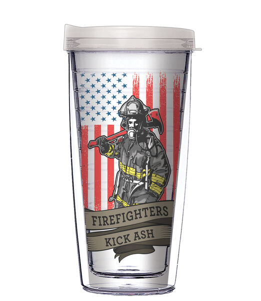 28oz Mega Tumbler - Firefighters Kick Ash w/ Clear Lid H2-11732