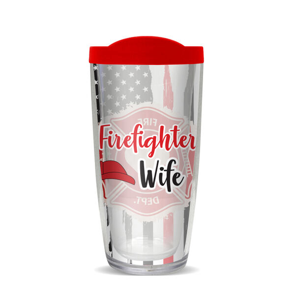 16oz Tumbler - Firefighter Wife w/ Red Lid 02-11739