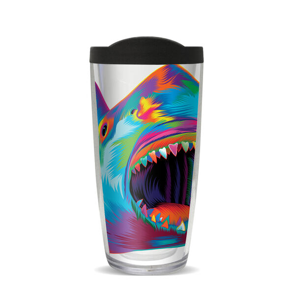 16oz Tumbler - Shark Pop Colors w/ Black Lid 02-11782