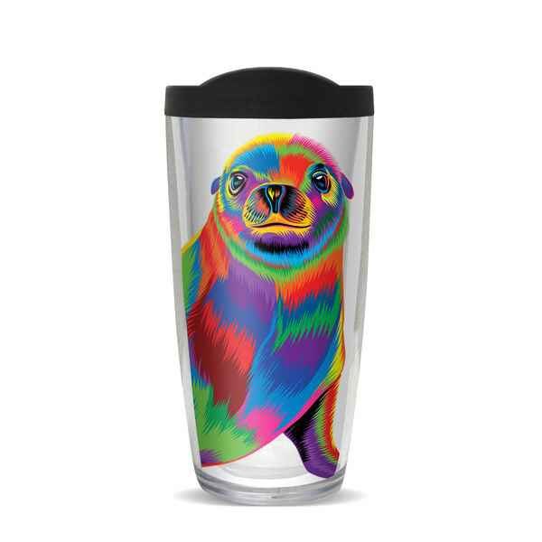 22oz Tumbler - Sea Lion Pop Colors w/ Black Lid 08-11786