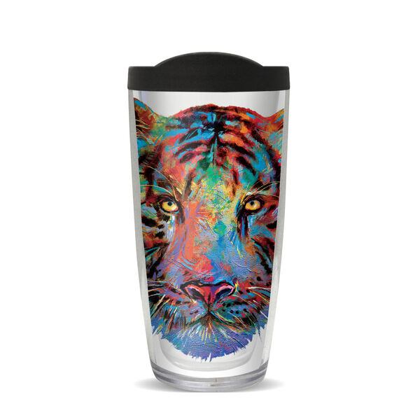 16oz Tumbler - Tiger Face w/ Black Lid 02-11793