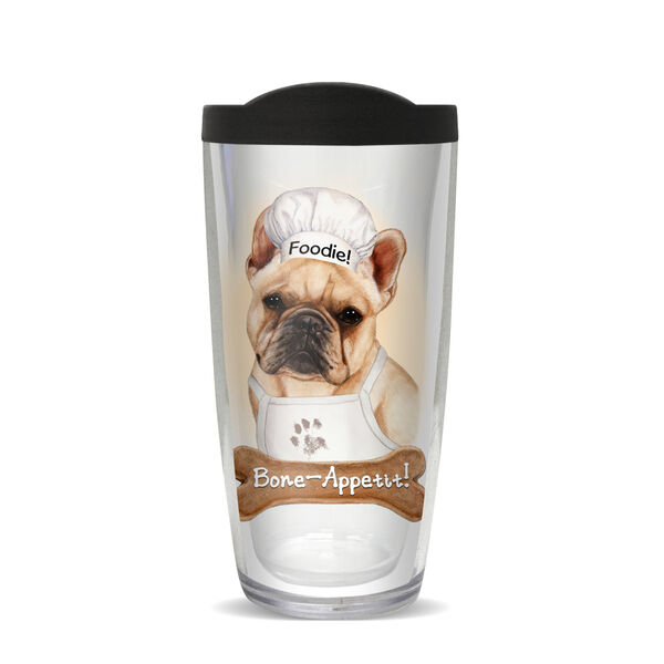 16oz Tumbler - French Bulldog Chef w/ Black Lid 02-11815