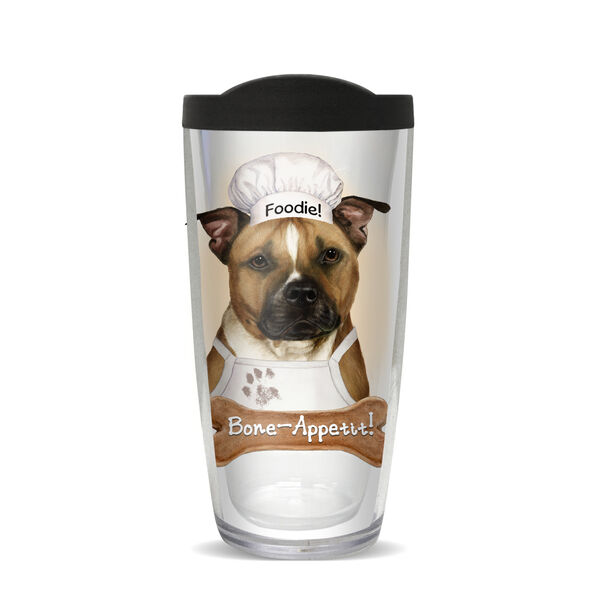 16oz Tumbler - Pit Bull Foodie w/ Black Lid 02-11830