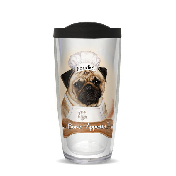 22oz Tumbler - Pug w/ Black Lid 08-11833