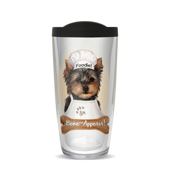 16oz Tumbler - Yorkshire Terrier Chef w/ Black Lid 02-11847