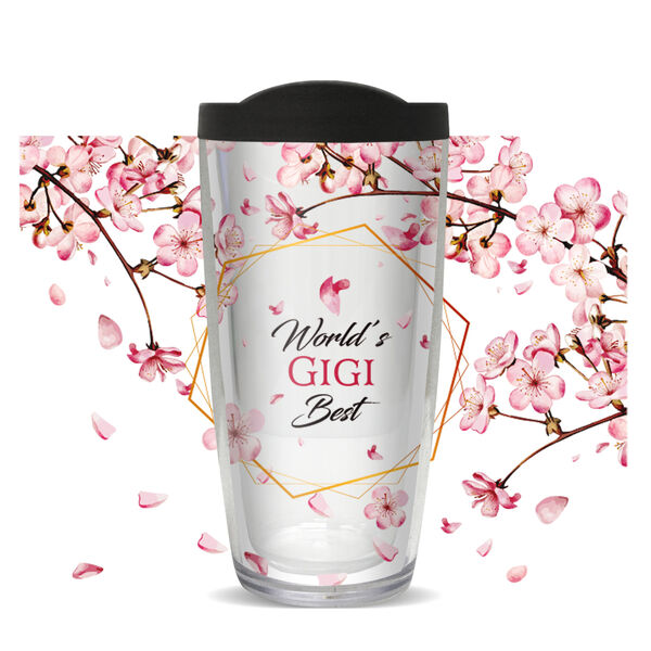 16oz Short Tumbler - World's Best Gigi on Cherry Blossoms without lid 01-11850