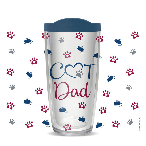 16oz Short Tumbler - Cat Dad without lid 01-11862