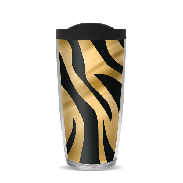 18oz Handle Mug - Gold Tiger Stripes w/ Black Lid 06-11868