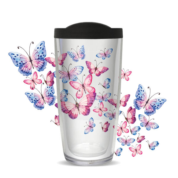 28oz Sport Tumbler - Pastel Butterflies w/ Gray Lid ST-11882